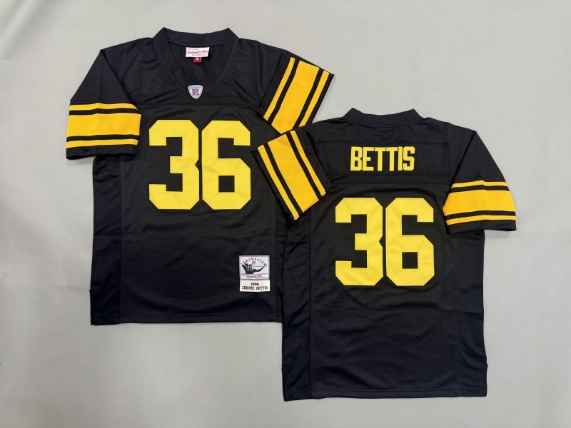Men 2025 Pittsburgh Steelers #36 Bettis black Throwback Limited NFL Jersey style 001